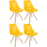 Clp 4er Set Stühle Sofia Kunststoff I Esszimmerstühle Mit Kunstledersitz und Kunststoffschale I Kunststoffstühle Mit 4-Fuß Holzgestell