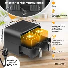 STILLSTERN Dual Heißluftfritteuse 8L schwarz