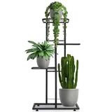 Vilde Blumenständer Blumentreppe Pflanzenständer Blumensäule Pflanzensäule Blumenregal für Blumentöpfe aus Metall schwarz 4 Etagen 92 cm