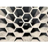 living walls Fototapete Hexagon Muster 3D Effekt Grau Beige 3,50 m x 2,55 m FSC®