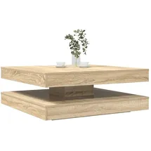 vidaXL Couchtisch 360-Grad Drehbar Braun Eiche 90 x 90 x 34,5 cm