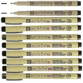Sakura Pigma Micron Etui 3 Fineliners 6 St. Schwarz