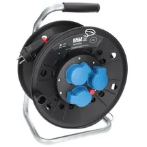 KALLE DAS KABEL Kabeltrommel Classic mit 3 Schukosteckdosen H07RN-F 3G 1,5mm2 25 Meter für Handwerker Heimwerker Baustellen und dem Einsatz im Außenbereich