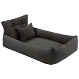 Juelle Orthopädisches Hundebett Kunstleder Hundesofa mit Orthopädischer Matratze für Große Hunde Abnehmbarer Bezug, Maschinenwaschbar, Hugo L-XXL (Grafit), XXL - 130x100x20 cm