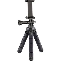 Hama Flex Ministativ 1/4 Zoll Arbeitshöhe=7 - 14 cm Schwarz Für Smartphones und GoPro 00004609