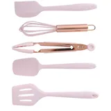 Kleiner Pfannenwender aus Silikon, Mini-Spatel, 5-teiliges Silikon-Rosa-Küchenutensilien-Set, Backzubehör, Kinderutensilien, Schaber, Schneebesen, Kochutensilien