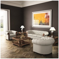 JVmoebel Chesterfield-Sofa, 3+1+1 Sitzer Garnitur Sofa Couch weiß