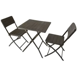 Klappbares Balkonmöbel Set 3-teilig, 2x Balkonstühle + 1x Balkontisch, Holzoptik