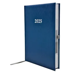 2025 ADINA Buchkalender Chefplaner A5 blau-metallic 1 Tag 1 Seite auch sonntags