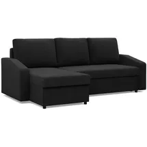 mebligo Ecksofa mit Schlaffunktion Schwarz - Schwarz