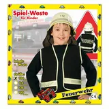 Fries Kostüm Kinder Spielweste Feuerwehr Schwarz Gr. 104 bis 140 Karneval Fasching 116