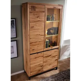 Massivmoebel24 Vitrine Wildeiche 103x40x205 natur geölt VILLANDERS 101