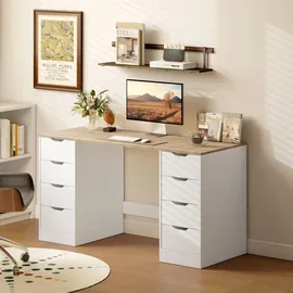 Homcom Schreibtisch 140 x 53 x 75 cm Weiß