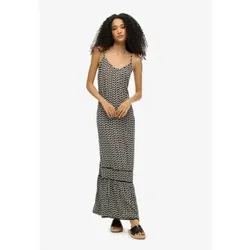 Superdry für Damen. W8011955A Langes schwarzes trägerloses Kleid (36), Lässig, Viskose, Ärmellos / Hosenträger