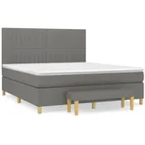 vidaXL Boxspringbett mit Matratze Dunkelgrau 160x200 cm Stoff