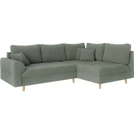 Home Affaire Ecksofa HOME AFFAIRE "CHARRE L-Form mit Ottomane, Maße B/T/H: 231/161/81 cm", grün (mint), B:231cm H:81cm T:161cm, 100% Polyester, Sofas, Ecksofa, feine Steppung, lose Rücken- und Zierkissen, auch in Cord und Bouclé