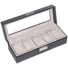 SACHER Uhrenetui für 5 Uhren carvon/schwarz (Leder)