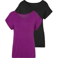 VIVANCE T-Shirt, (2er-Pack), mit elastischem Saumabschluss, Gr. 48/50, lila, schwarz, , 39232228-48