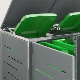 vidaXL Mülltonnenbox Edelstahl 1 x 1 m grau