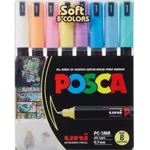 Posca PC-1MR Stift, extra feine Spitze, weiche Farben, 8 Stück