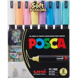 Posca PC-1MR Stift, extra feine Spitze, weiche Farben, 8 Stück