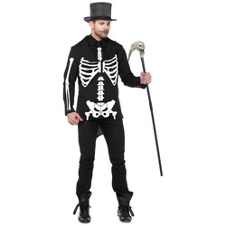 Leg Avenue Kostüm Skelett, Knochengerippe Kostüm für Herren schwarz XL