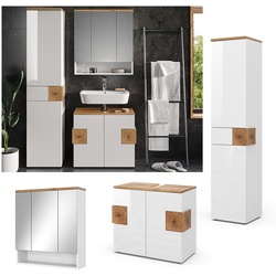 Vicco Badmöbel-Set Badezimmer-Möbel Bad-Schrank Eden Weiß Artisan modern Badezimmerschrank Waschbeckenunterschrank Spiegelschrank Hochschrank Schranktür Schrankfach