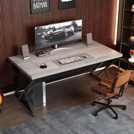 luxuskollektion Grauer PC Gaming Schreibtisch Holz Metall Heimbüro Stauraum
