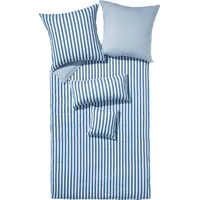 Erwin Müller Wende-Bettwäsche, Bettbezug, Kissenbezug Single-Jersey Streifen blau-weiß Größe