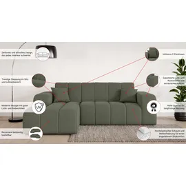 OTTO home Eckcouch Polyester 2-Sitzer Dunkelgrün