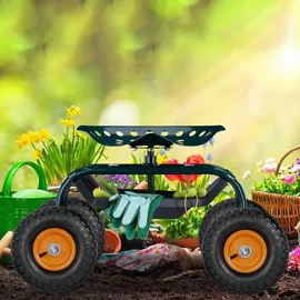 Relaxdays Sackkarrenrad 2er Set, 4.10 3.50-4, luftbereift, Stahlfelge, 136 kg, Schubkarrenrad, Ersatzrad, schwarz/orange