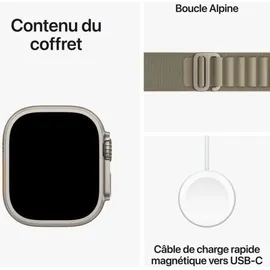 Apple Watch Ultra 2 GPS + Cellular 49 mm Titangehäuse natur, Alpine Loop olive M