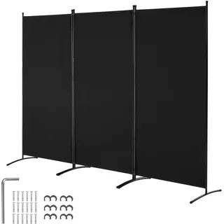 Vevor Raumteiler Paravent Trennwand 260cm 3 Paneele Büro Schwarz Sichtschutz