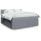 vidaXL Boxspringbett mit Matratze Hellgrau 180x200 cm Stoff