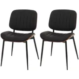 MCW 2er-Set Esszimmerstuhl MCW-O44, Küchenstuhl Stuhl, Bugholz Kunstleder Öko-Tex MVG ~ Walnuss-Optik, schwarz