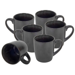Spetebo Tasse Kaffeebecher schwarz metallic 350 ml, Porzellan, Kaffeetasse Teetasse mit Henkel spülmaschinenfest schwarz