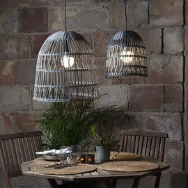 MARELIDA Lampenschirm Rattanstil outdoor f. E27 Fassung H: 50cm grau für Innen/Außen in | Gr.: onesize