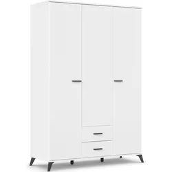 Drehtürenschrank RAUCH "Lucena", weiß (alpinweiß), B:140cm H:203cm T:54cm, Holzwerkstoff, Schränke, mit schräg ausgestellten Füßen im Monochrom-Stil