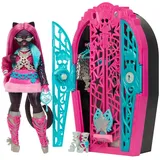 Monster High Skulltimate-Secrets-Set aus Puppe und Accessoires, Hauntlywood Mysteries Catty Noir mit zauberhaftem Kleiderschrank und über 19 modischen Überraschungen wie Puppenkleidung, JBG82