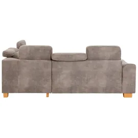 Home Affaire Ecksofa HOME AFFAIRE "Dundee L-Form", grau (grau, beige), B:263cm H:86cm T:219cm, Luxus-Microfaser Florence (100% Polyester), Sofas, Ecksofa, wahlweise mit Kopfteilverstellung und zusätzlich mit Bettfunktion