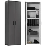 mokebo Mehrzweckschrank Schwarz, 4 Fächer, 60x180x34 cm, Waschküche, Mehrzweckschränke