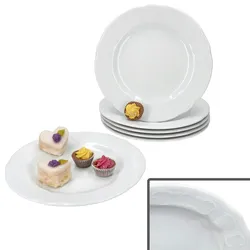 Seltmann Weiden 6er Set Salzburg Kuchenteller weiß Porzellan 6 Personen Relief Dessert-Teller