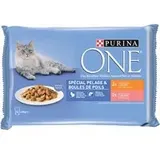 Sparpaket PURINA ONE 12 x 85 g - Coat & Hairball Huhn und Lachs