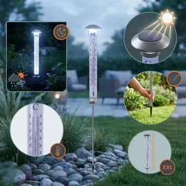 Spetebo Gartenthermometer XXL Silber 112