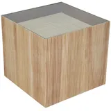 Svita EVA Beistelltisch Wohnzimmertisch Eckig Quadratisch 50x50Rattan-Optik Paulownia Holz Natur
