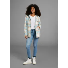 KangaROOS Fleecejacke mit Kapuze mit bedrucktem Karo Muster, weite Passform, Übergangsjacke, Gr. 44, braun , 33807249-44