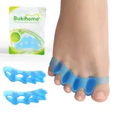 Bukihome Zehenspreizer, 4 Paar weiche Gel-Zehenspreizer zur Korrektur von Ballenzehen, Zehenspreizer zur therapeutischen Linderung von Plantarfasziitis,Fußschmerzen für Frauen und Männer (Blau + M)