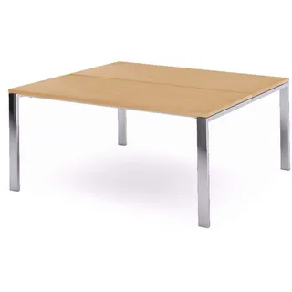 Rocada Mehrfacharbeitstisch Total BxTxH 180x163x73cm Gestell verchromt Platte Melamin buche.