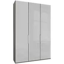 Wiemann "Monaco, Made in Germany, edle Glasfront, in verschiedenen Farben", grau (kieselgrau, dekor, glas weiß), B:148,4cm H:216cm T:58cm, Floatglas, Holzwerkstoff, Schränke, Drehtürenschrank, hochwertige Beschlägen inkl. Dämpfung
