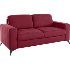 Home Affaire "Lolland", rot (bordeaux), B:183cm H:88cm T:88cm, Struktur imprägniert - feucht abwischbar (100% Polyester);Struktur Flausch (90% Polyester, 10% Polyamid);Luxus-Microfaser ALTARA NUBUCK (100% Polyester), Sofas, mit Federkern, auch mit